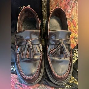 Burgundy Dr. Marten Adrian Smooth Leather Tassel Loafers